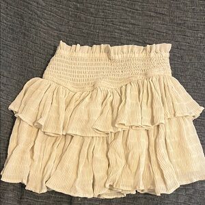 Cream Ruffled Mini Skirt